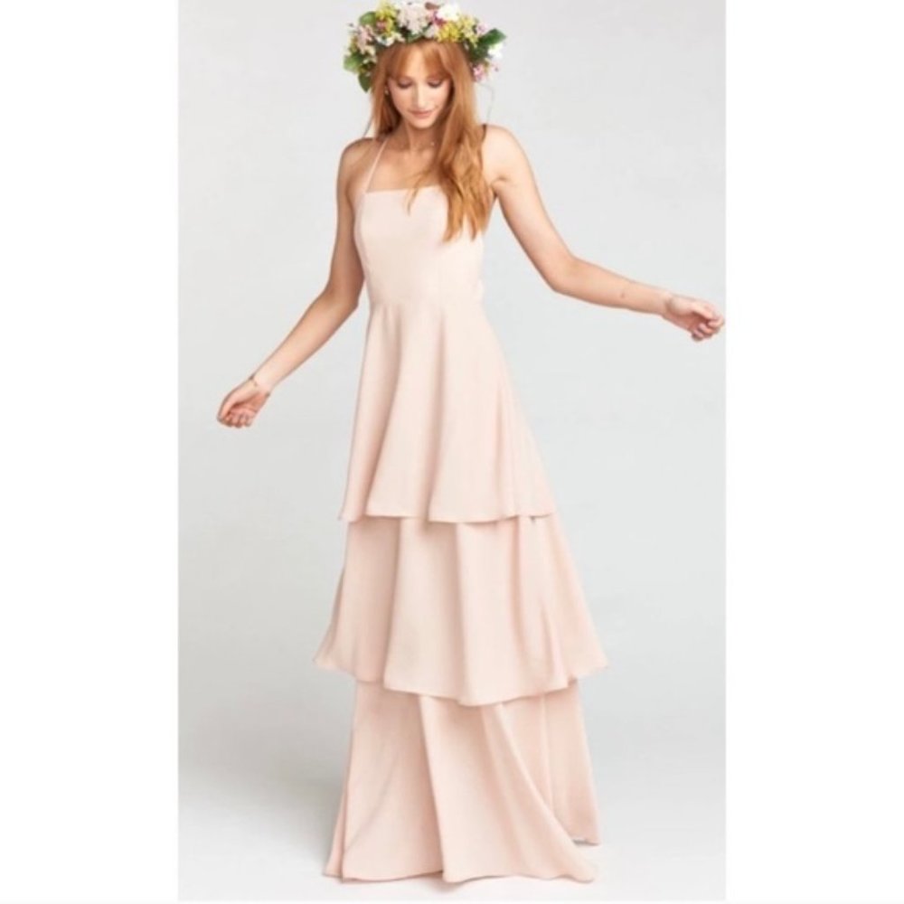 NWT SHOW ME YOUR MUMU Calypso Ruffle Blush Gown - Picture 3 of 12